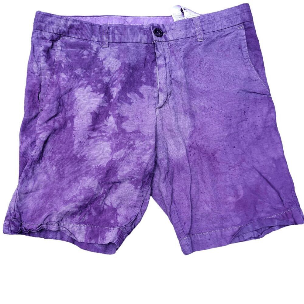 Ben Sherman Linen Purple Ice Dyed Shorts - W31